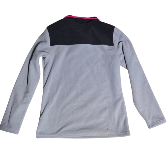 Columbia Womens Gray and Black Fleece with Pink Trim Quarter Zip Medium - Picture 2 of 4